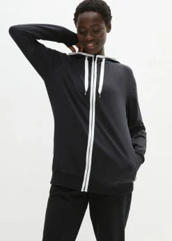 bonprix bonprix Ropa Cómoda>Chaqueta de chándal elástica con algodón Negro