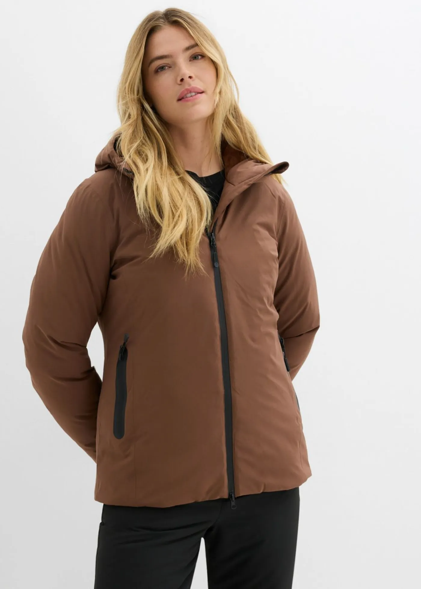 bonprix bonprix Ropa Para El Aire Libre|Ropa Deportiva>Chaqueta de esquí con protector antinieve Marrón claro