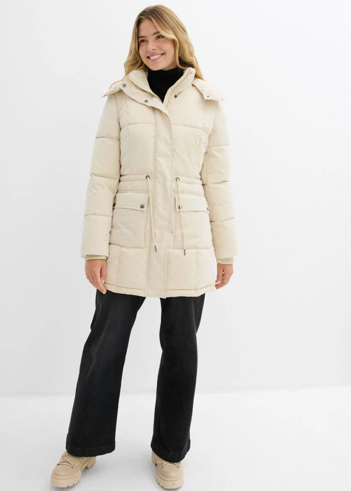 bonprix bonprix Chaquetas Y Abrigos>Chaqueta de invierno con cintura ajustable Arena claro