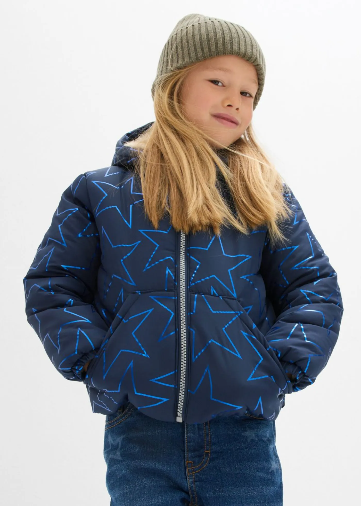bonprix bonprix Ropa 2 A 9 Años·Prendas Exteriores Y Outdoor>Chaqueta de invierno con aspecto de cazadora y forro de peluche, repelente al agua Azul marino