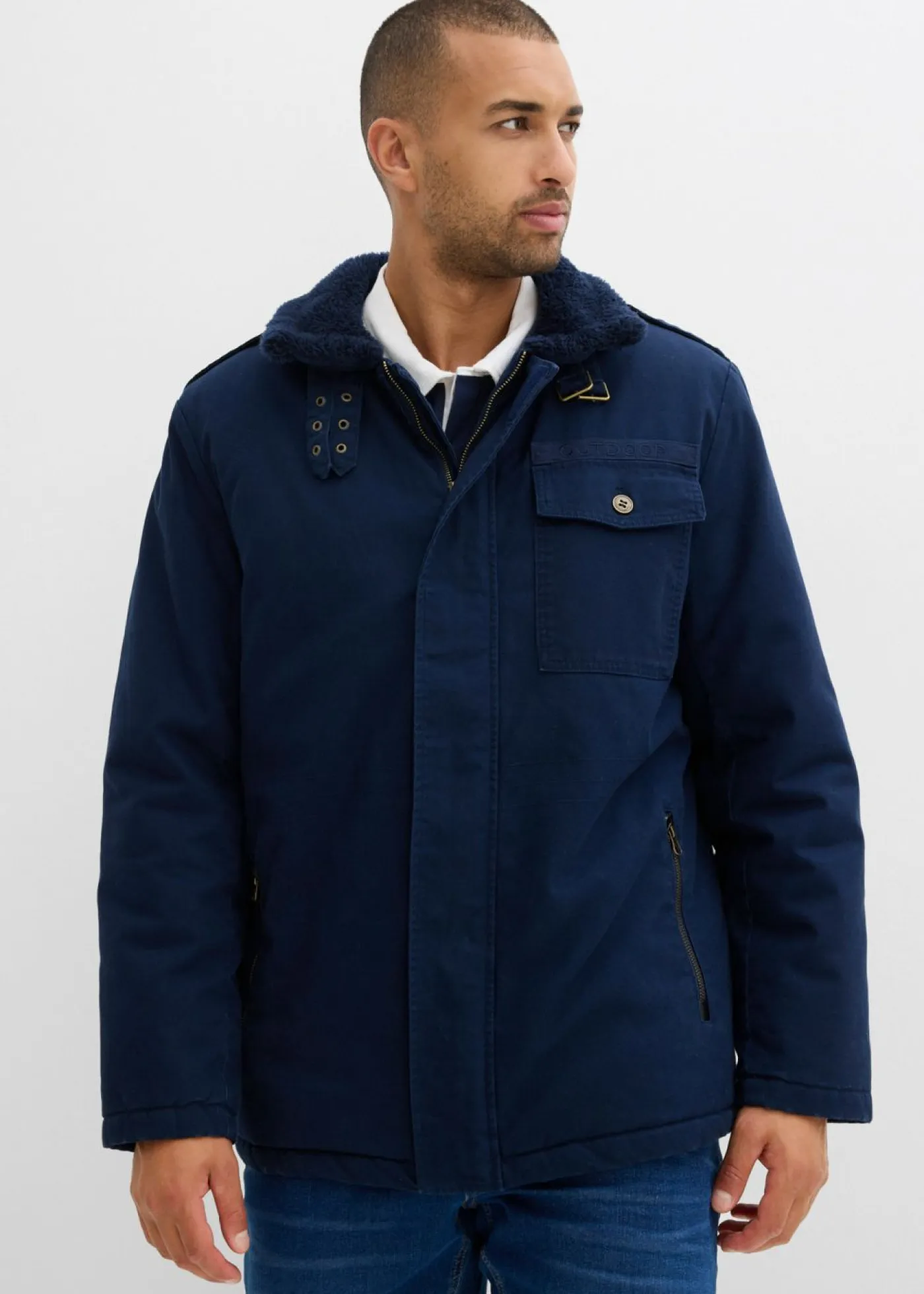 bonprix bonprix Chaquetas Y Abrigos·Chaquetas|Chaquetas Y Abrigos·Abrigos De Invierno>Chaqueta de invierno de algodón puro con forro polar Azul marino