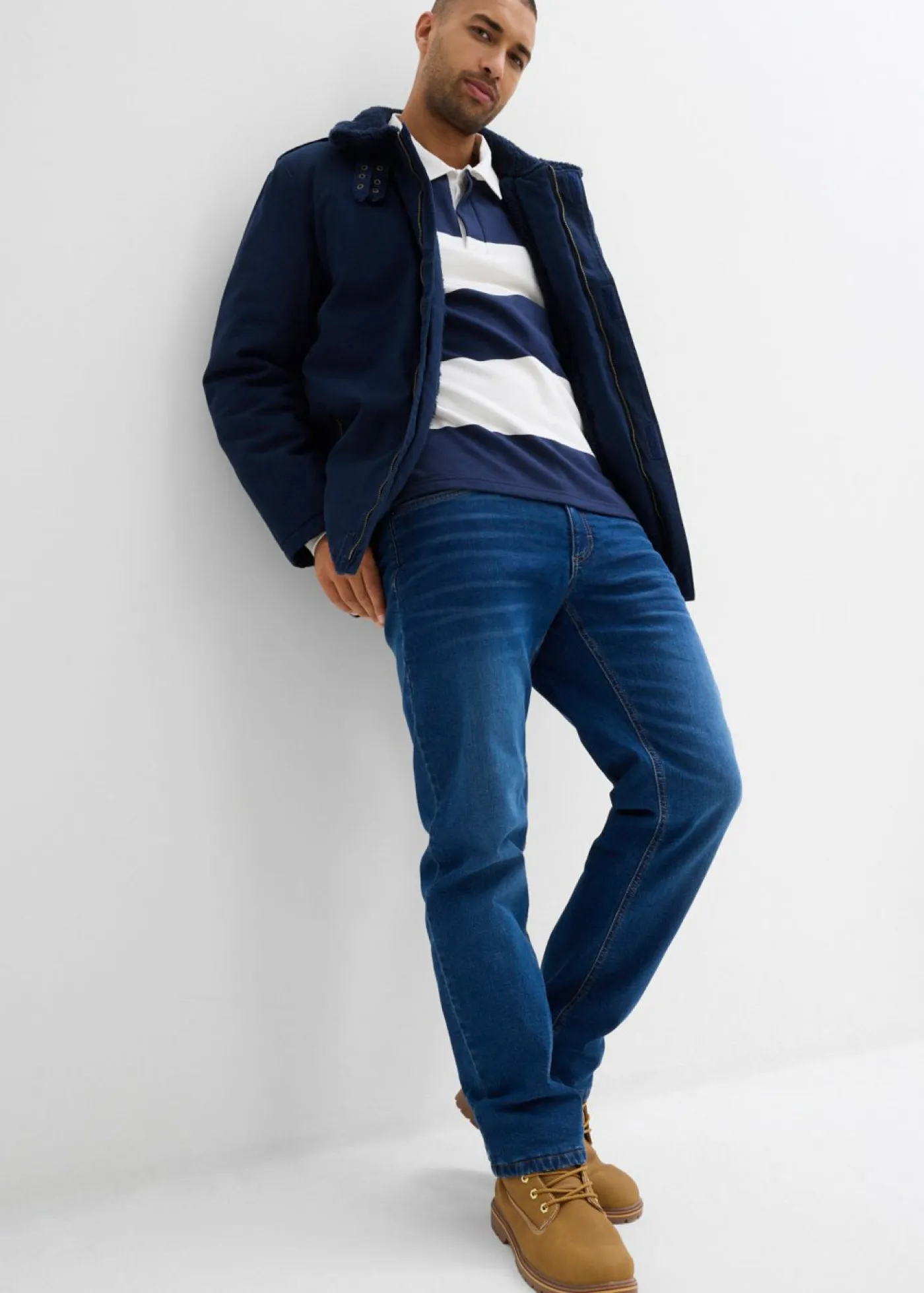 bonprix bonprix Chaquetas Y Abrigos·Chaquetas|Chaquetas Y Abrigos·Abrigos De Invierno>Chaqueta de invierno de algodón puro con forro polar Azul marino