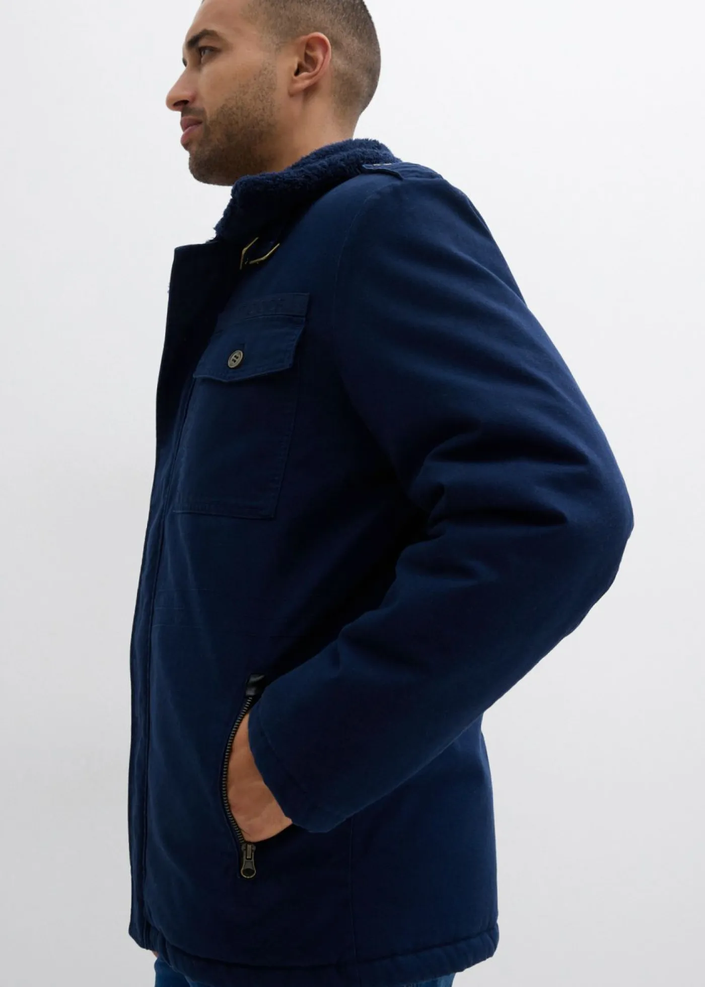 bonprix bonprix Chaquetas Y Abrigos·Chaquetas|Chaquetas Y Abrigos·Abrigos De Invierno>Chaqueta de invierno de algodón puro con forro polar Azul marino