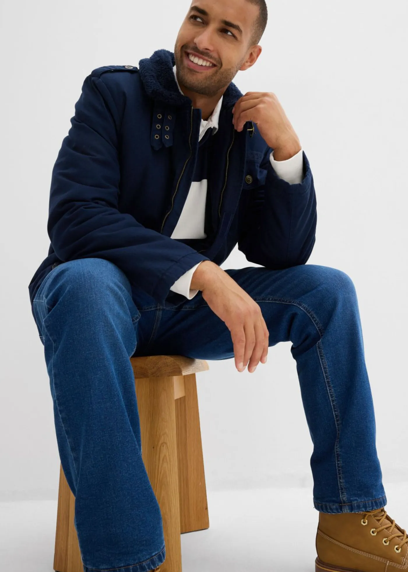 bonprix bonprix Chaquetas Y Abrigos·Chaquetas|Chaquetas Y Abrigos·Abrigos De Invierno>Chaqueta de invierno de algodón puro con forro polar Azul marino