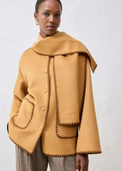 Mujer bonprix bonprix Chaqueta de lana con bordado decorativo (conjunto de 2 piezas con bufanda)