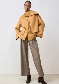 Mujer bonprix bonprix Chaqueta de lana con bordado decorativo (conjunto de 2 piezas con bufanda)