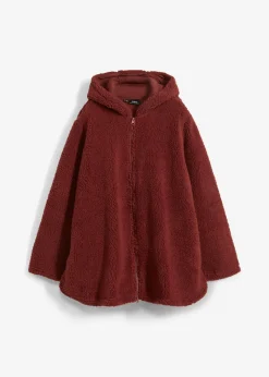 Mujer bonprix bonprix Chaqueta de peluche, corte en A, con aberturas laterales