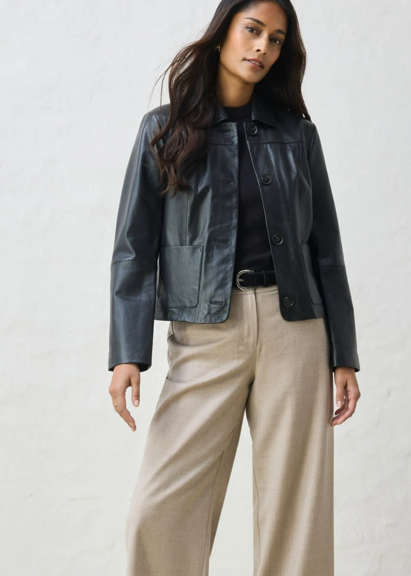 bonprix bonprix Premium|Chaquetas Y Abrigos>Chaqueta de piel de napa de cordero suave Negro