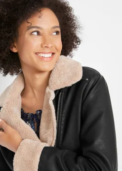 Mujer bonprix bonprix Chaqueta de piel sintética, con forro