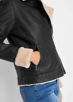 Mujer bonprix bonprix Chaqueta de piel sintética, con forro