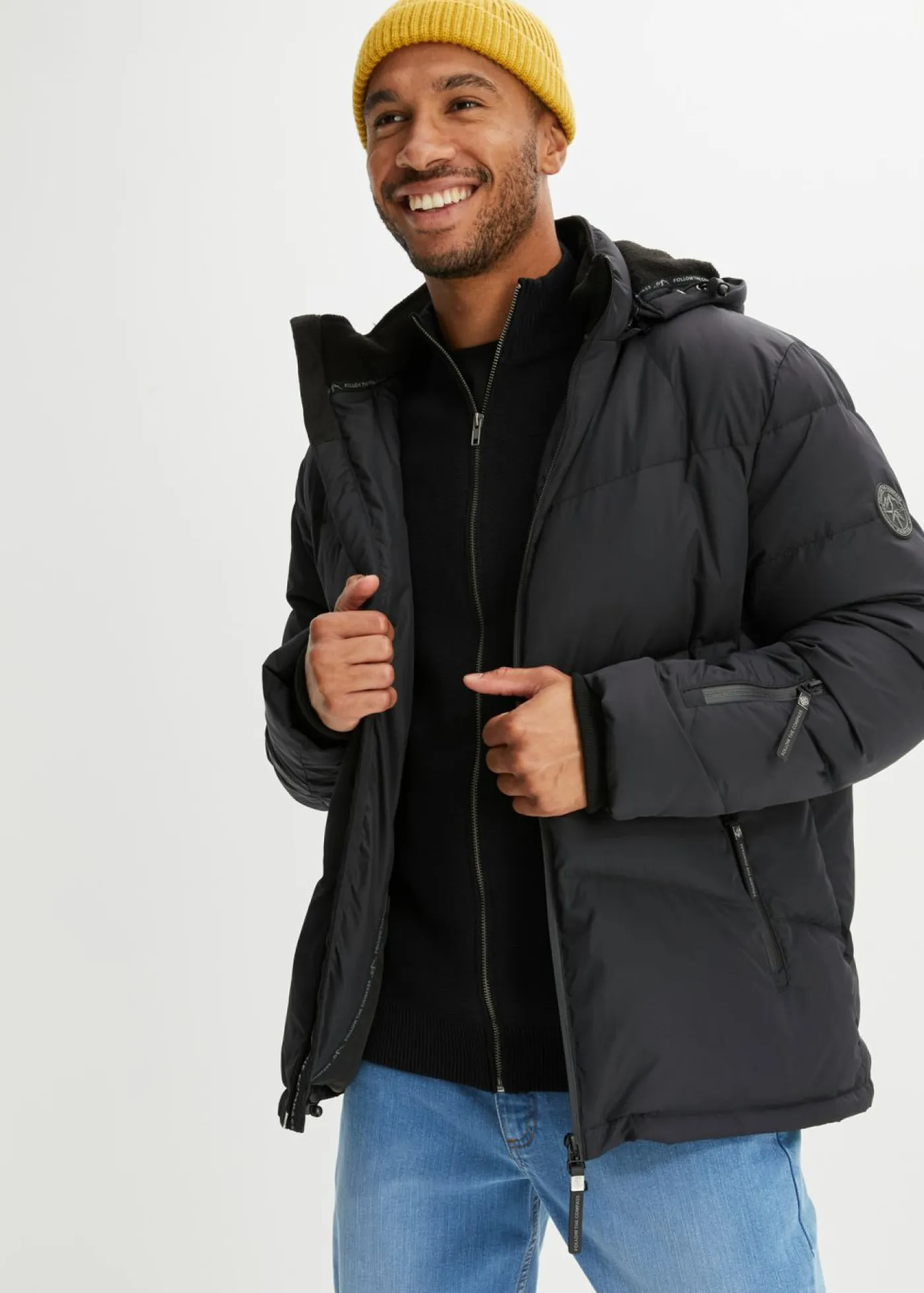 bonprix bonprix Chaquetas Y Abrigos·Chaquetas|Chaquetas Y Abrigos·Chaquetas Técnicas>Chaqueta de plumón con forro cálido, acabado Bionic y tejido repelente al agua Negro