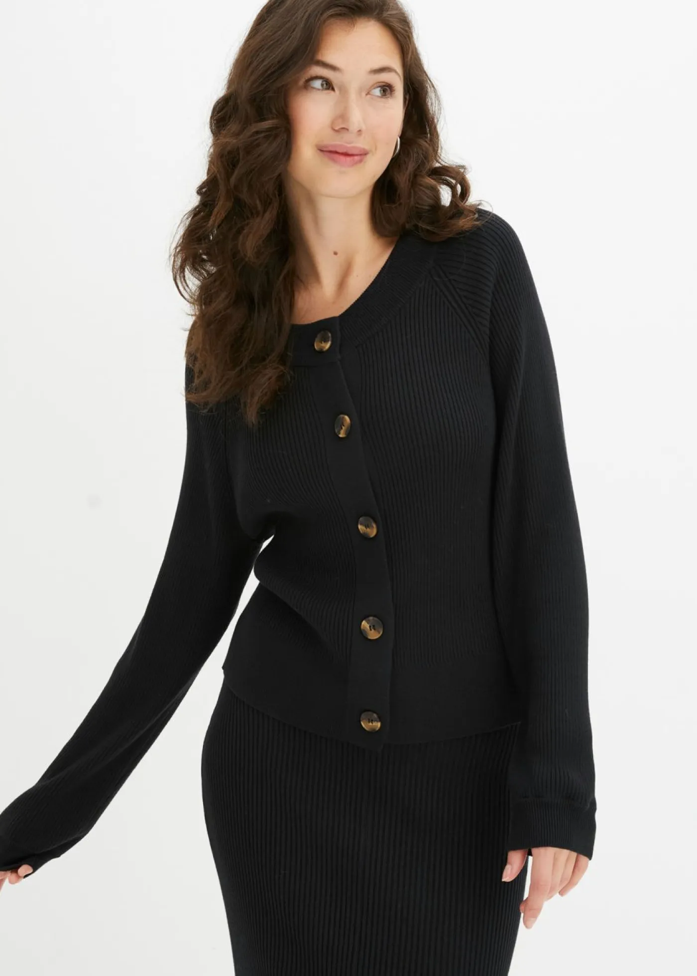 bonprix bonprix Jerséis|Ropa De Punto>Chaqueta de punto Negro