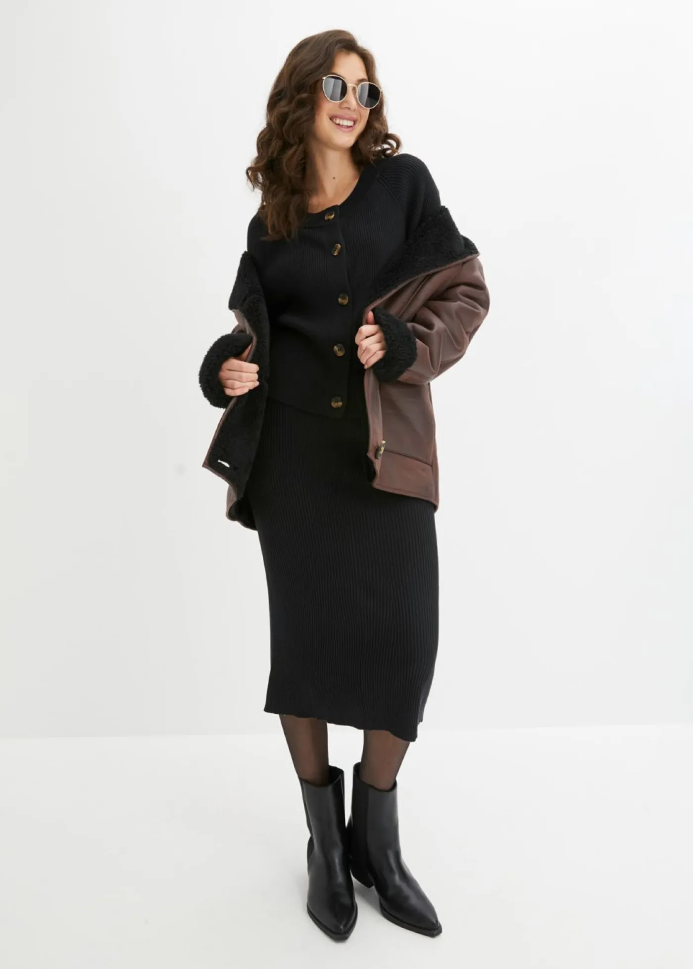 bonprix bonprix Jerséis|Ropa De Punto>Chaqueta de punto Negro