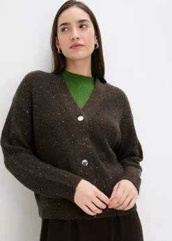 bonprix bonprix Jerséis|Ropa De Punto>Chaqueta de punto ajour Marrón oscuro