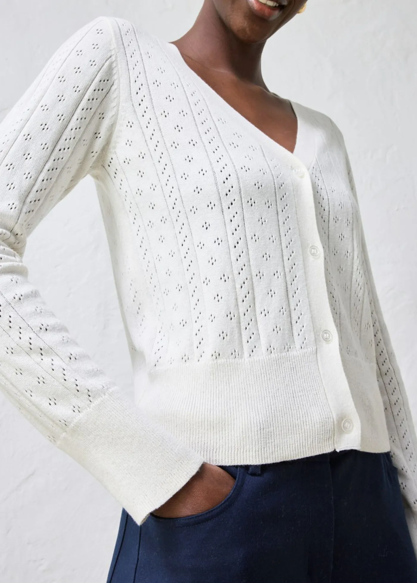 Mujer bonprix bonprix Chaqueta de punto ajour con mezcla de seda