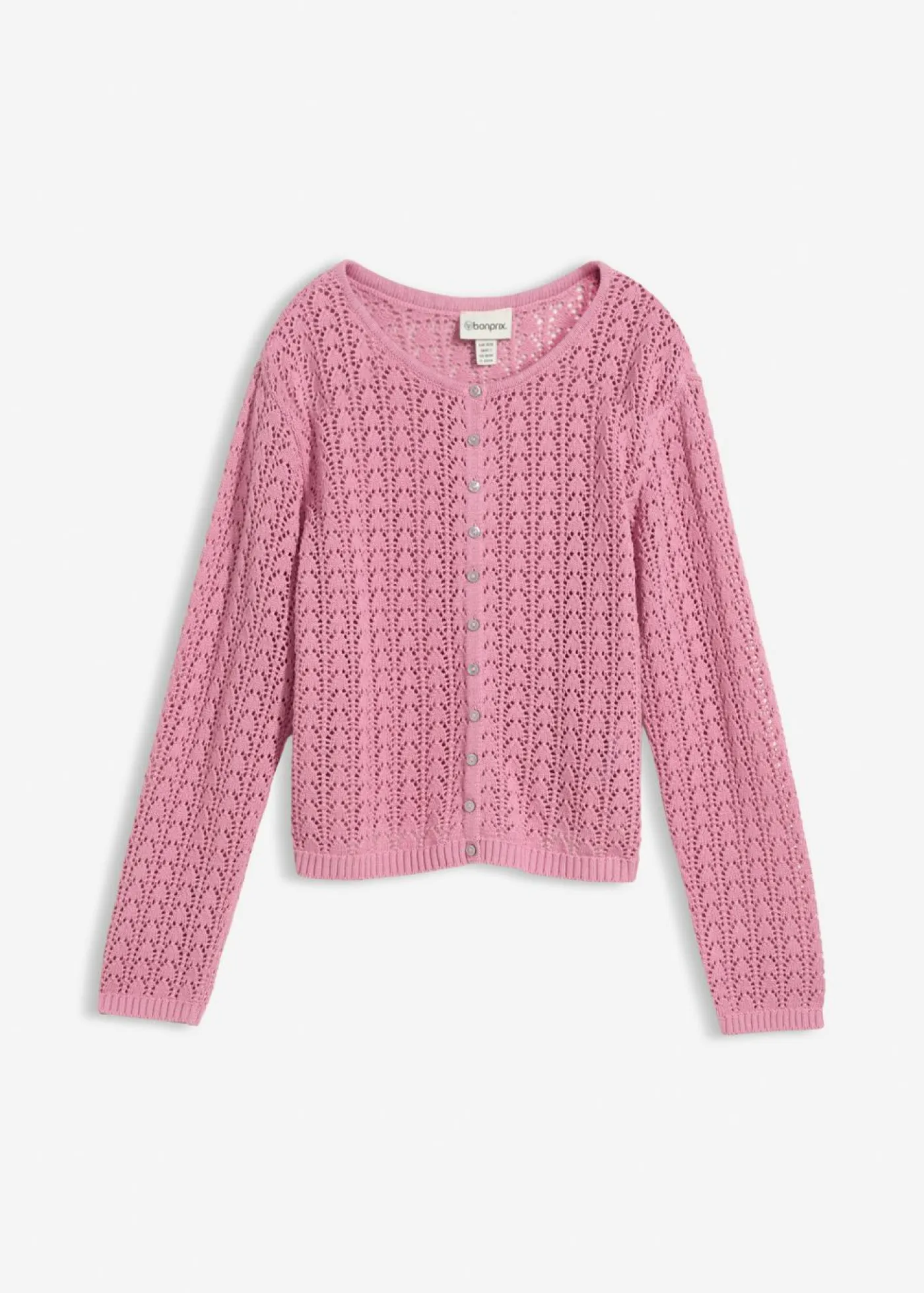 bonprix bonprix Jerséis|Novedades>Chaqueta de punto ajour de algodón puro Malva