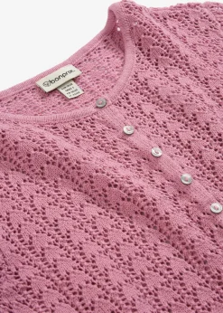 bonprix bonprix Jerséis|Novedades>Chaqueta de punto ajour de algodón puro Malva