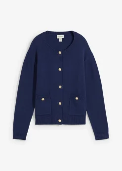 bonprix bonprix Jerséis|Ropa De Punto>Chaqueta de punto con bolsillos Azul marino