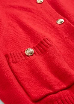 bonprix bonprix Jerséis|Ropa De Punto>Chaqueta de punto con bolsillos fresa