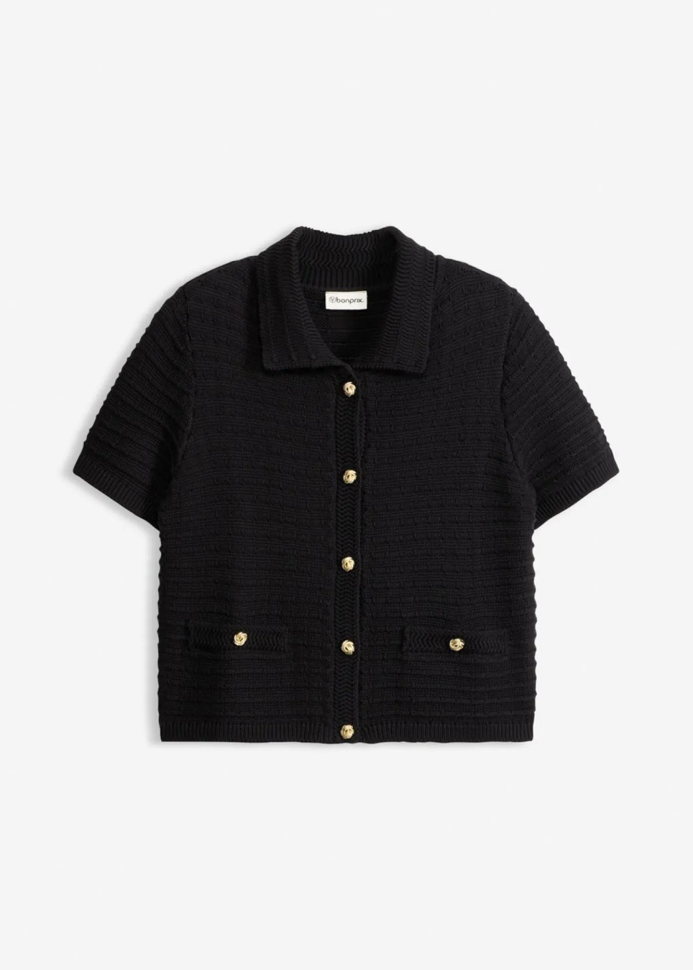 bonprix bonprix Jerséis|Ropa De Punto>Chaqueta de punto con botones decorativos Negro