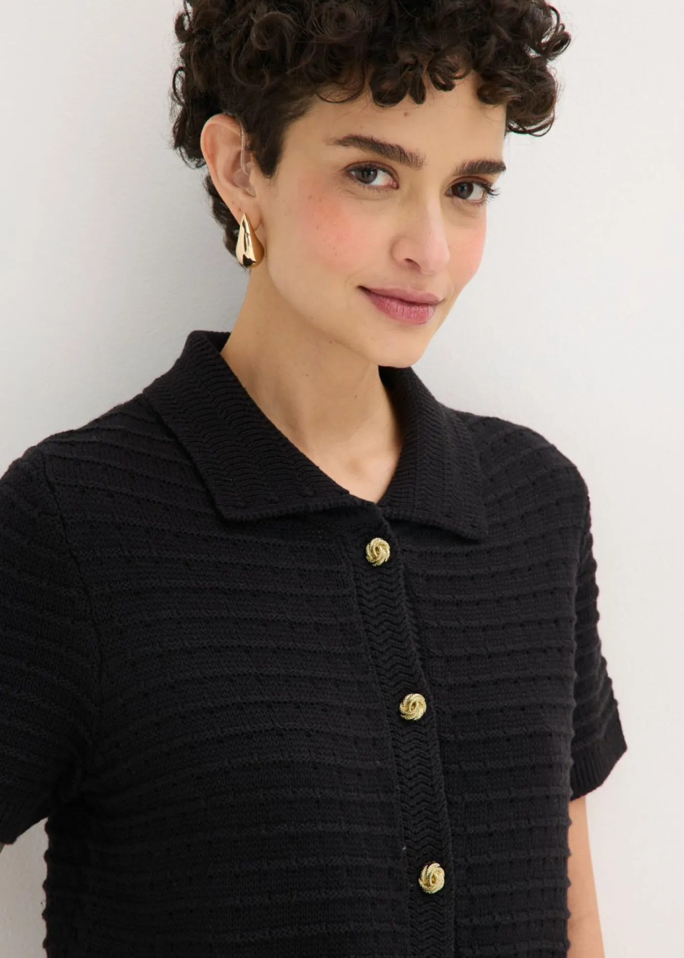 bonprix bonprix Jerséis|Ropa De Punto>Chaqueta de punto con botones decorativos Negro