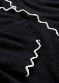 bonprix bonprix Premium|Jerséis>Chaqueta de punto con contenido de seda Negro-blanco lana