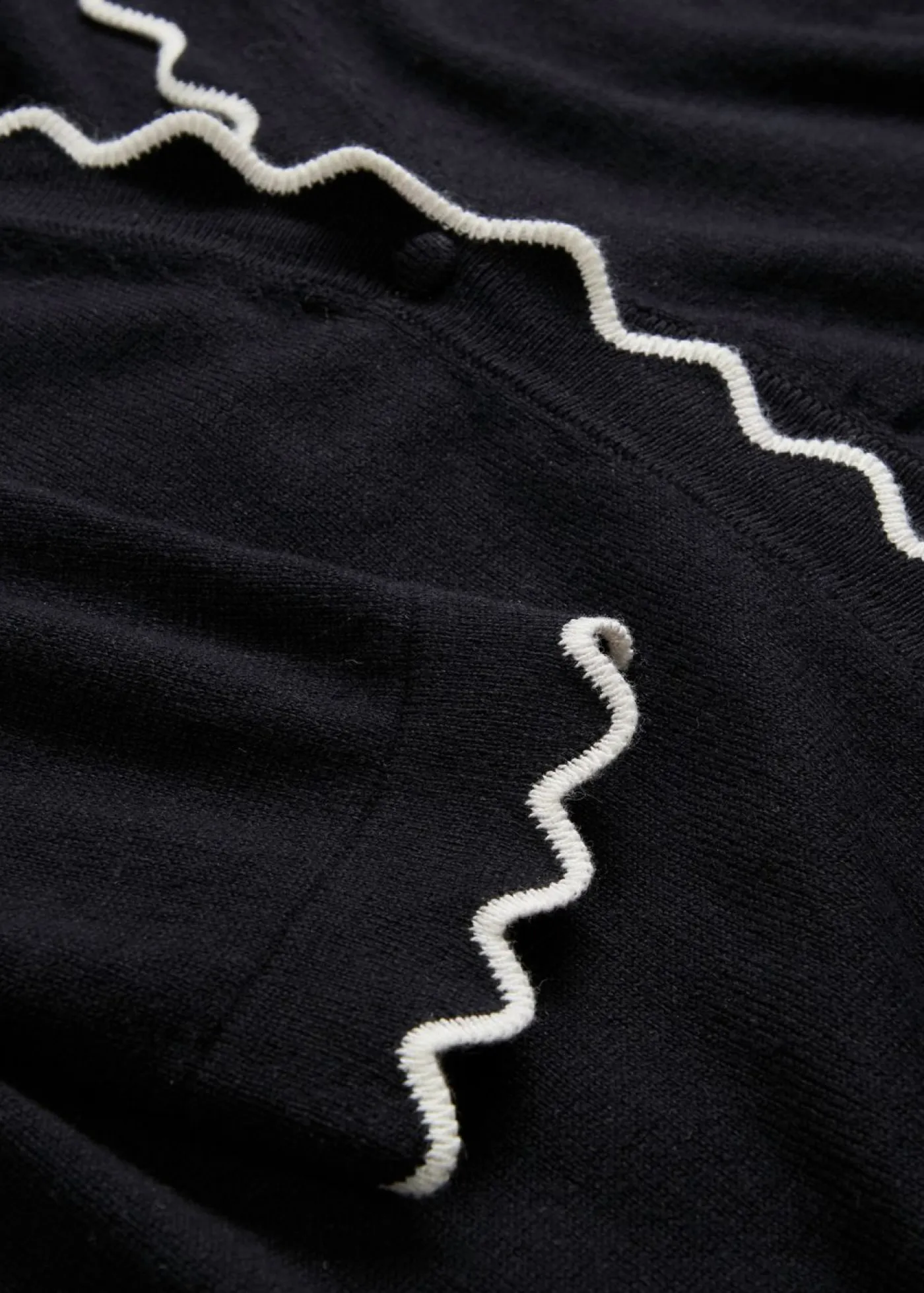 bonprix bonprix Premium|Jerséis>Chaqueta de punto con contenido de seda Negro-blanco lana