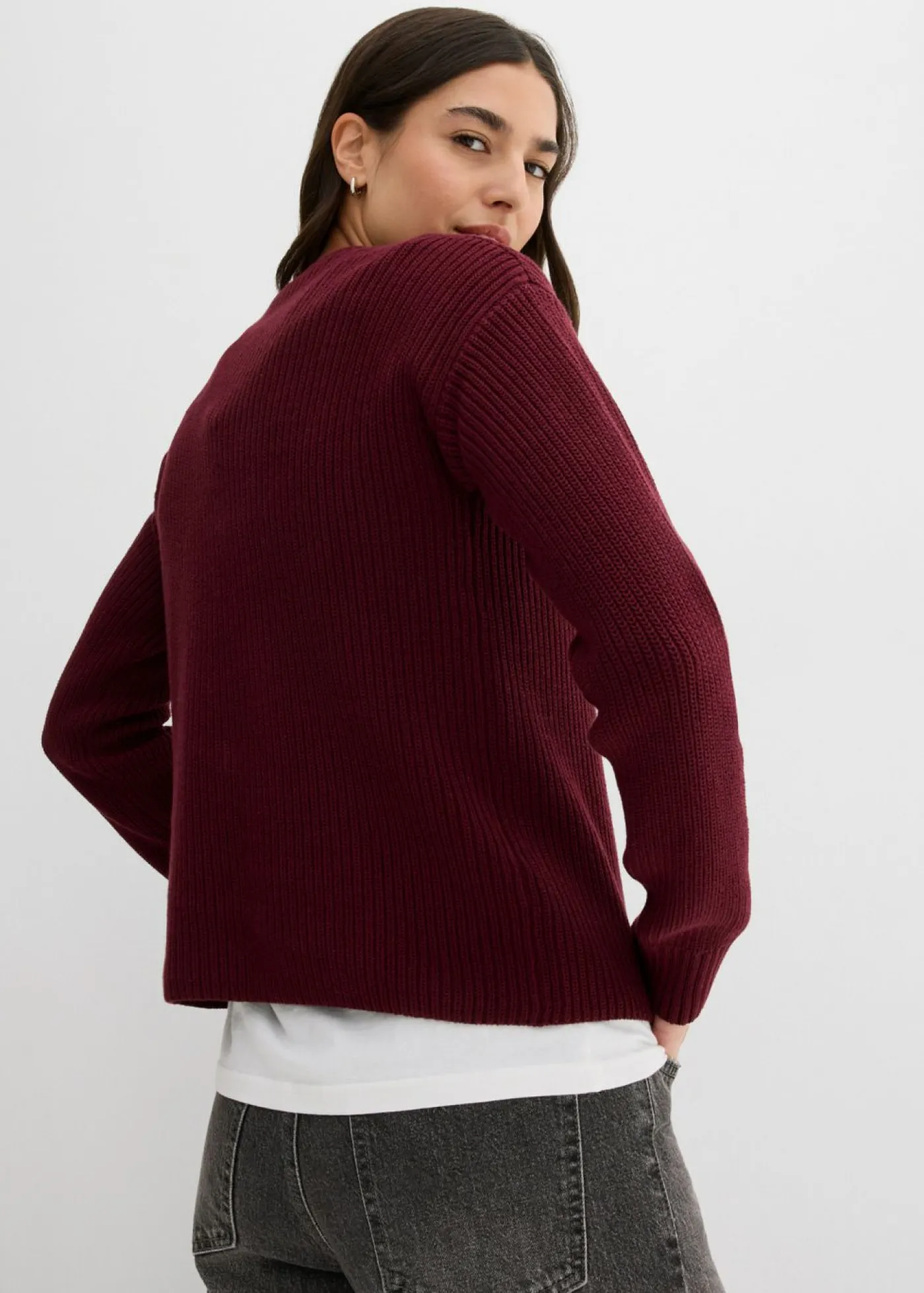 bonprix bonprix Jerséis|Ropa De Punto>Chaqueta de punto con detalle de lazo mora oscuro