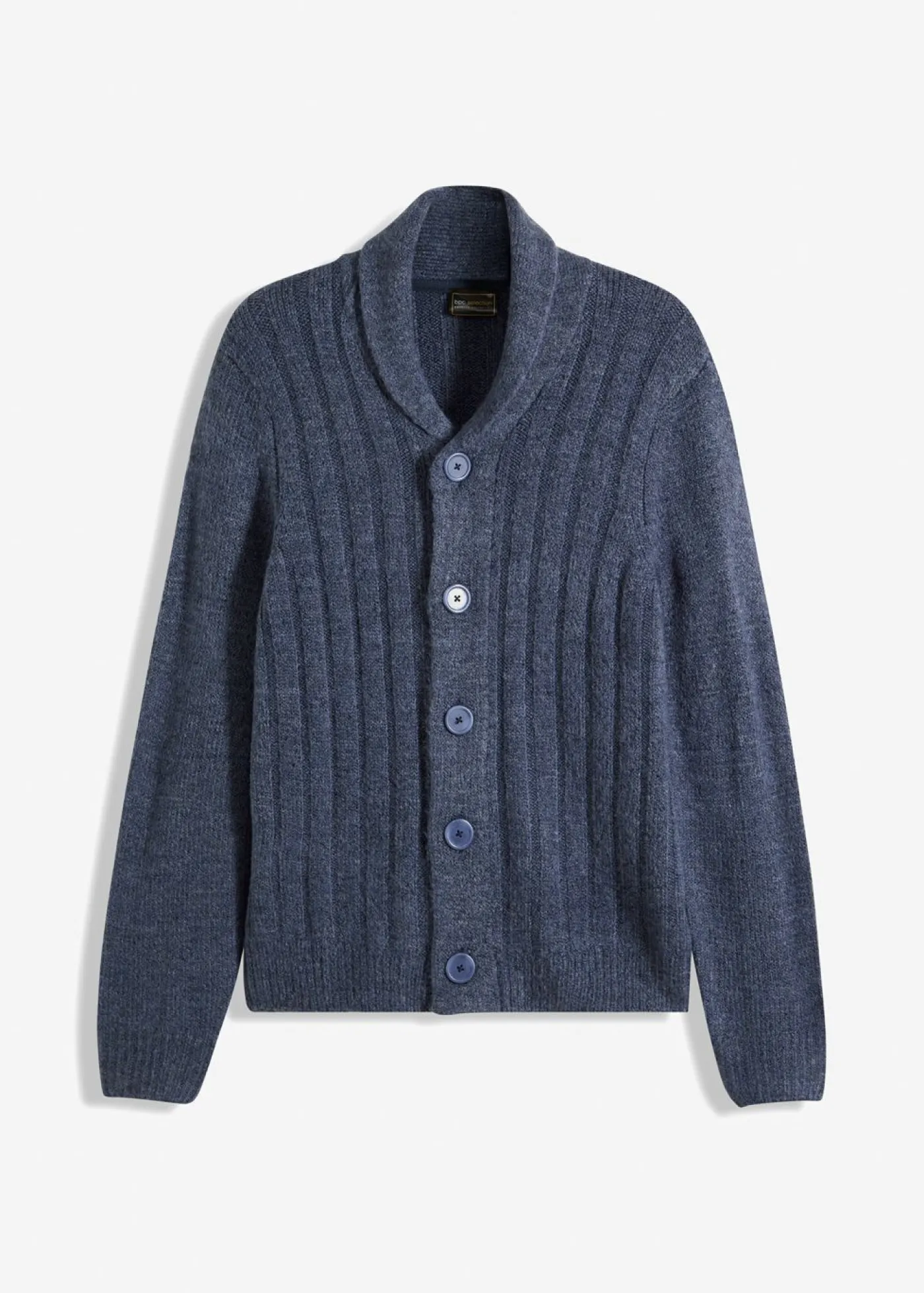 bonprix bonprix Jerséis Y Cárdigans>Chaqueta de punto con diseño acanalado Índigo jaspeado