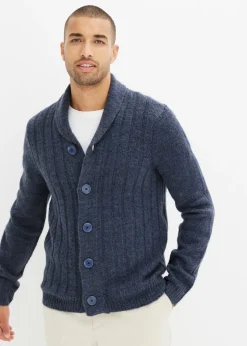 bonprix bonprix Jerséis Y Cárdigans>Chaqueta de punto con diseño acanalado Índigo jaspeado