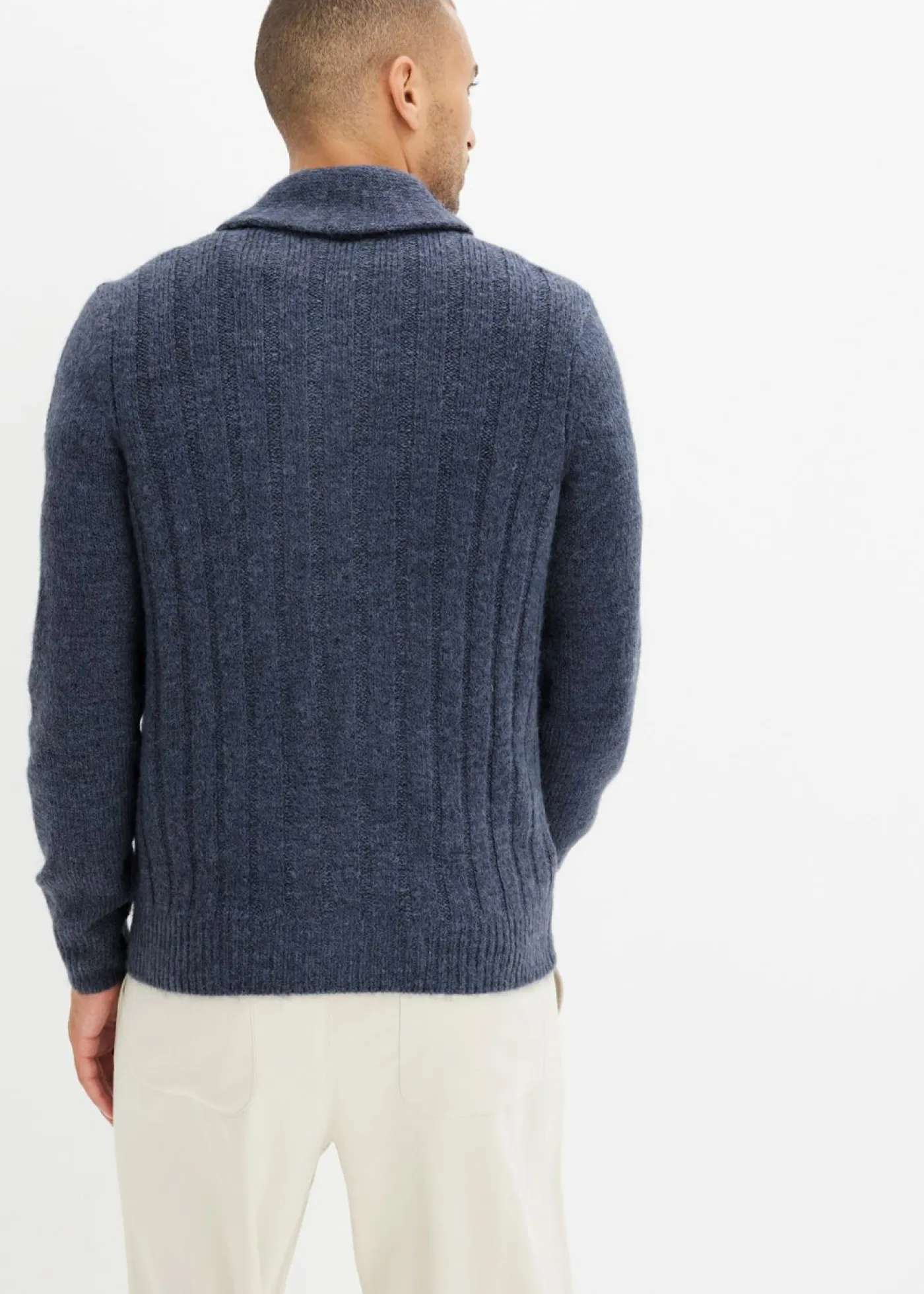 bonprix bonprix Jerséis Y Cárdigans>Chaqueta de punto con diseño acanalado Índigo jaspeado