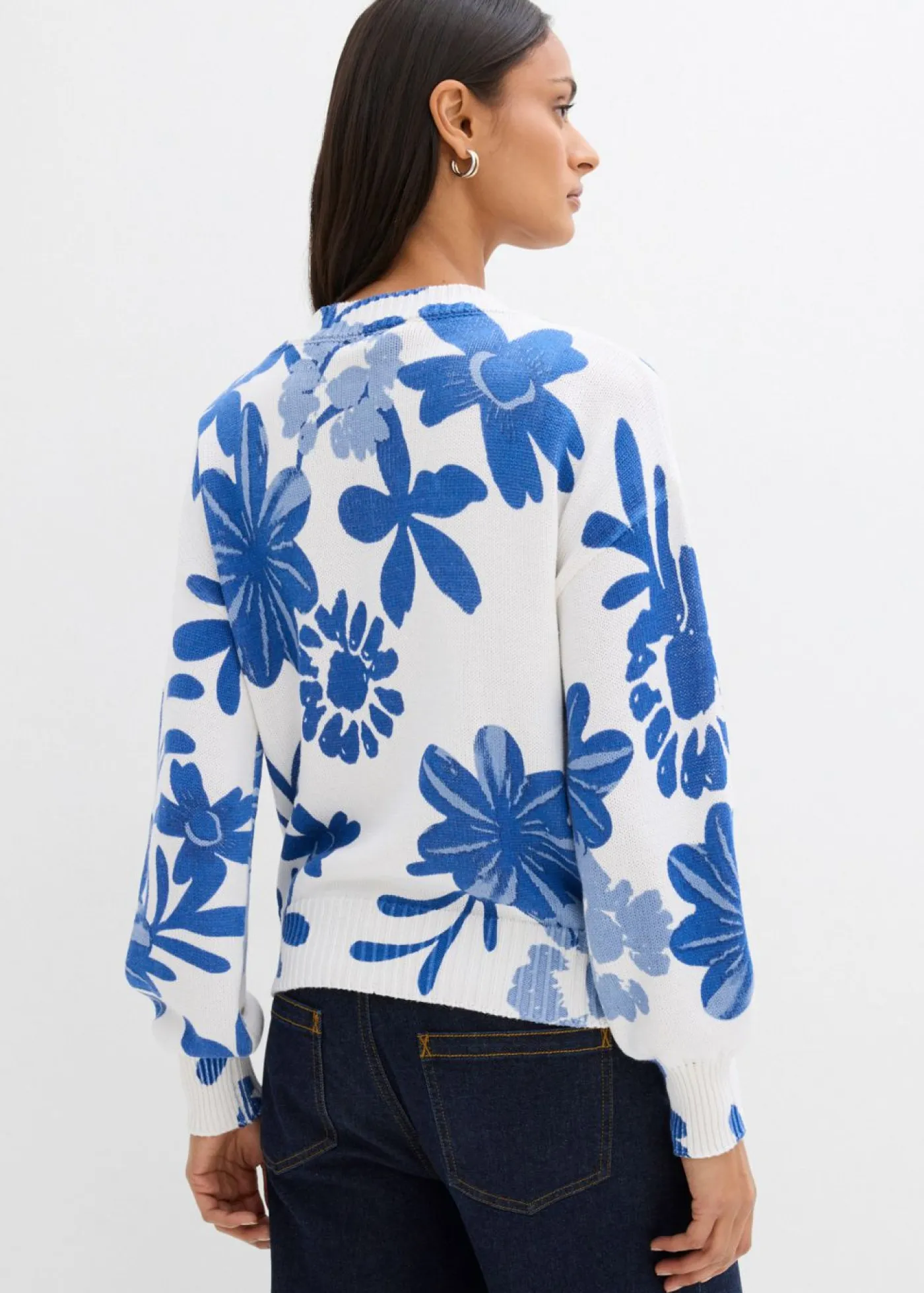 Mujer bonprix bonprix Chaqueta de punto con estampado de flores