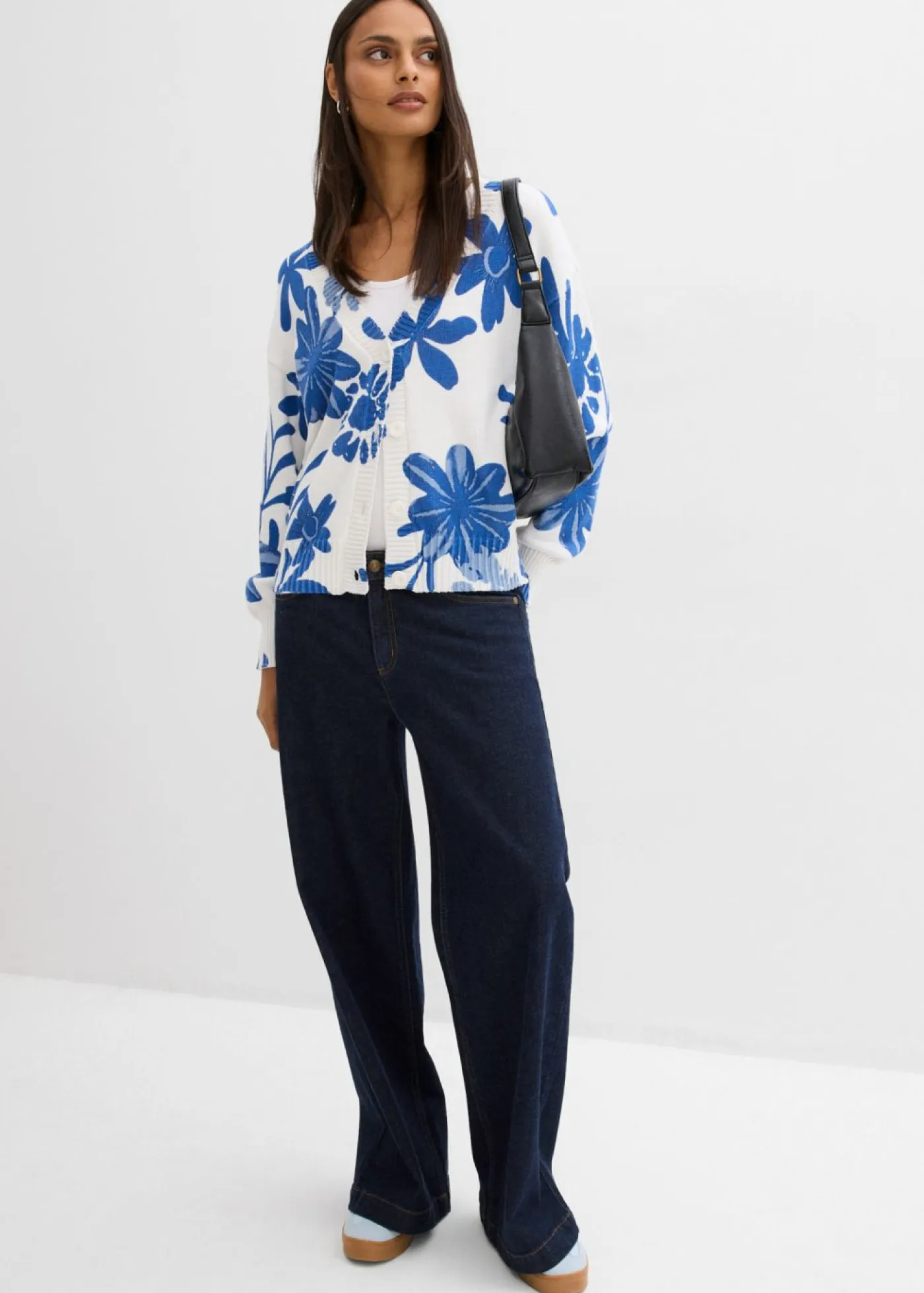 Mujer bonprix bonprix Chaqueta de punto con estampado de flores