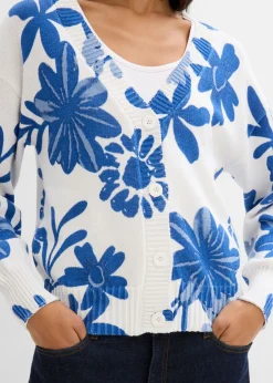 Mujer bonprix bonprix Chaqueta de punto con estampado de flores