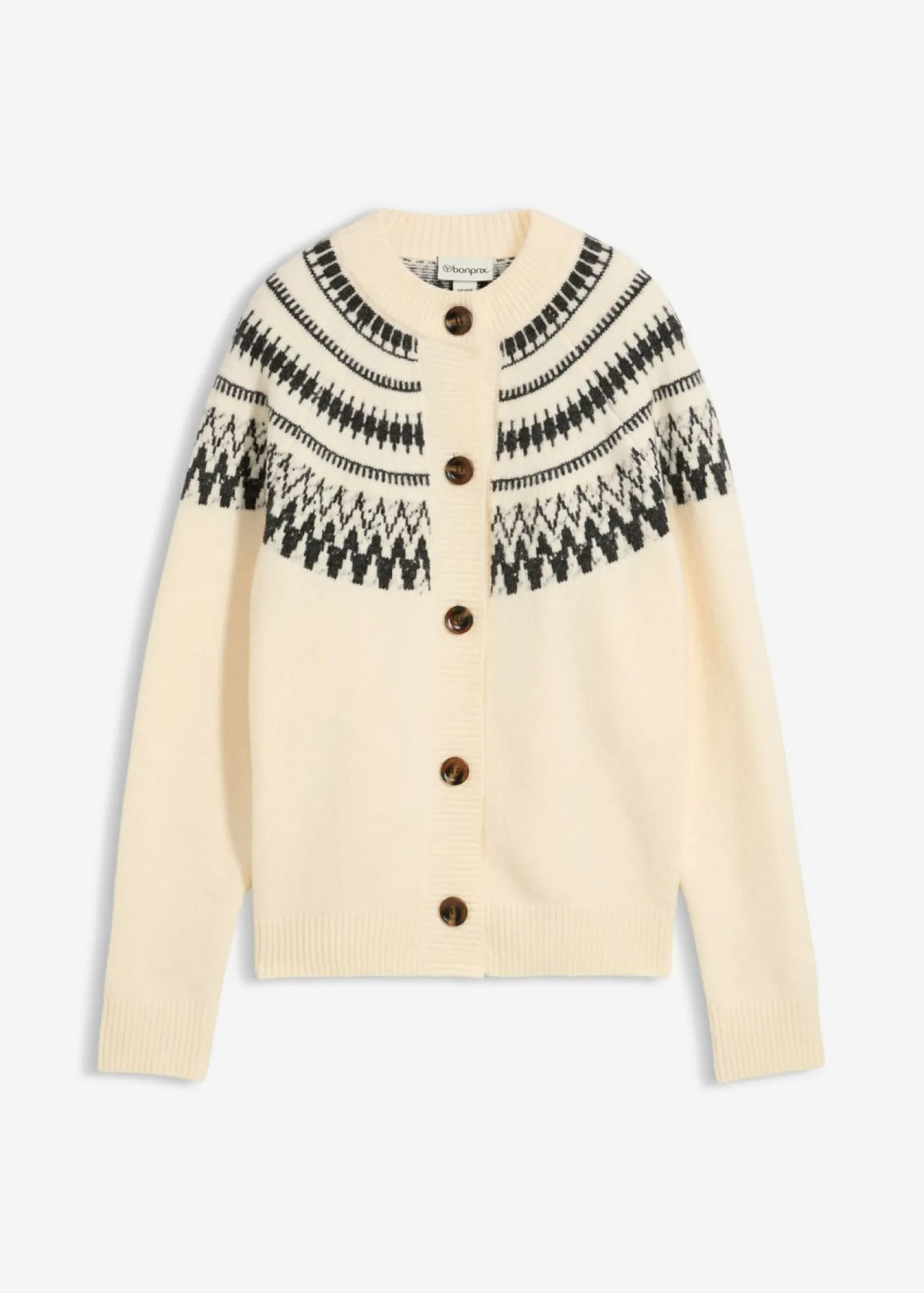 bonprix bonprix Jerséis>Chaqueta de punto con patrón nórdico Beige natural