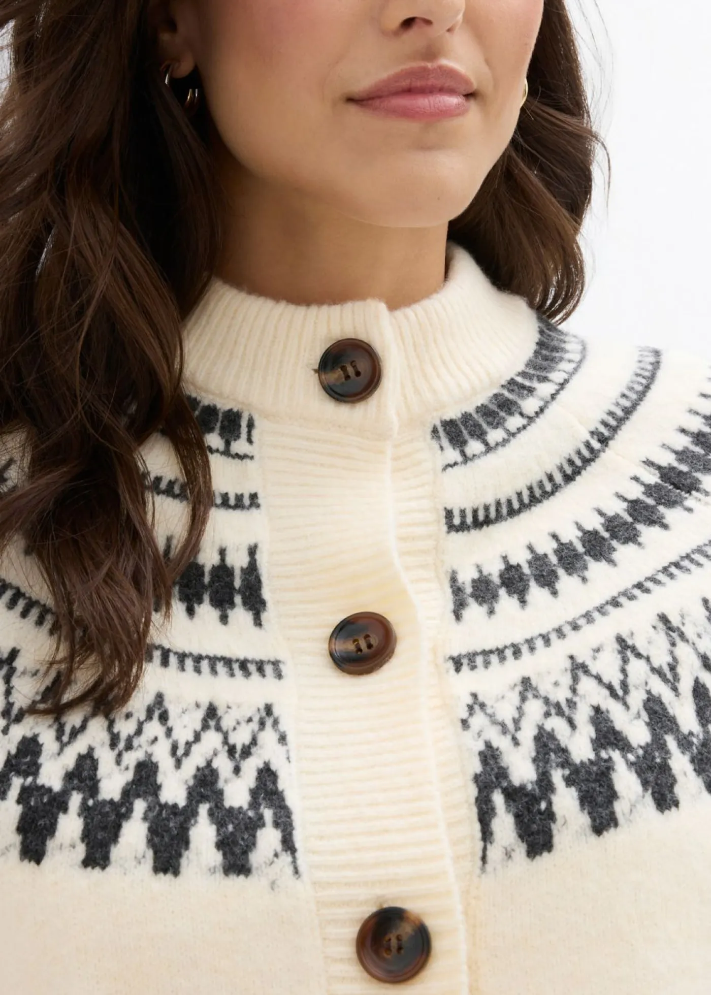 bonprix bonprix Jerséis>Chaqueta de punto con patrón nórdico Beige natural