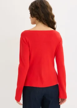 Mujer bonprix bonprix Chaqueta de punto con peplum y botones decorativos