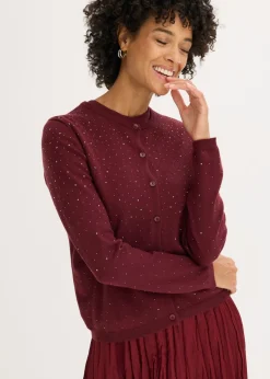 Mujer bonprix bonprix Chaqueta de punto con piedras brillantes