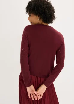 Mujer bonprix bonprix Chaqueta de punto con piedras brillantes
