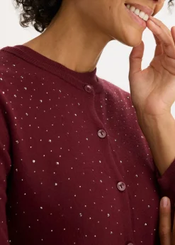 Mujer bonprix bonprix Chaqueta de punto con piedras brillantes