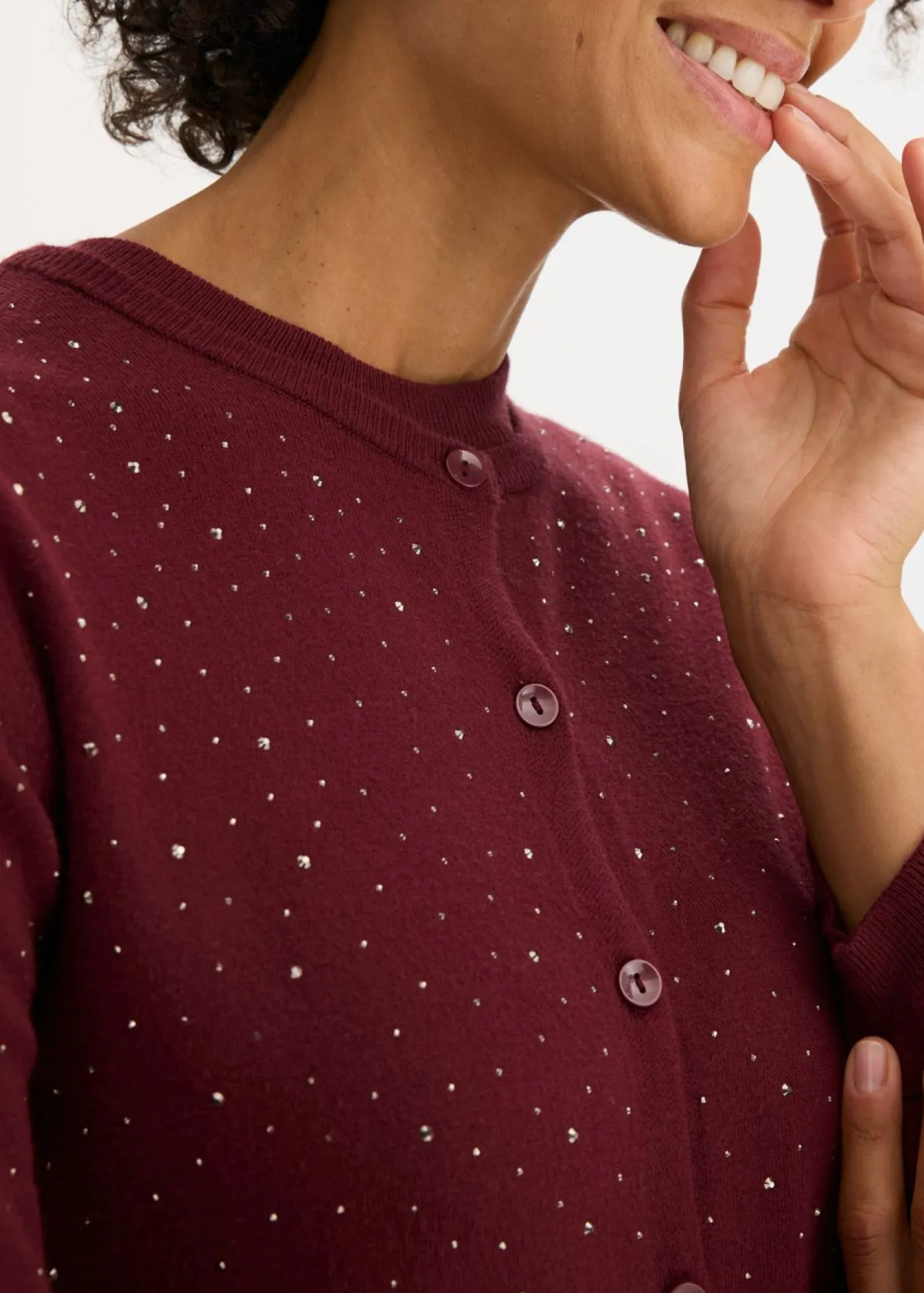 Mujer bonprix bonprix Chaqueta de punto con piedras brillantes