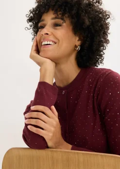 Mujer bonprix bonprix Chaqueta de punto con piedras brillantes