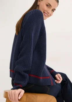 Mujer bonprix bonprix Chaqueta de punto con rayas en contraste