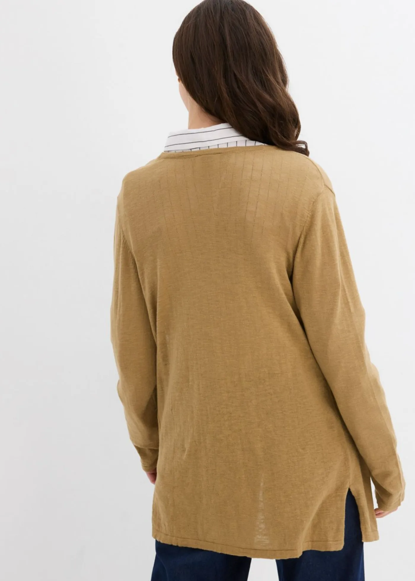 bonprix bonprix Básicos|Jerséis>Chaqueta de punto de algodón ligero y calidad superior Marrón caqui