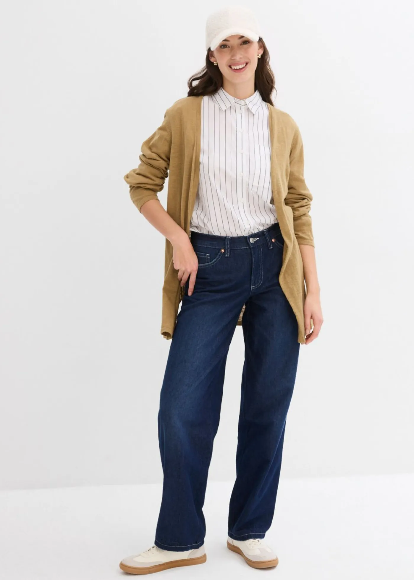 bonprix bonprix Básicos|Jerséis>Chaqueta de punto de algodón ligero y calidad superior Marrón caqui