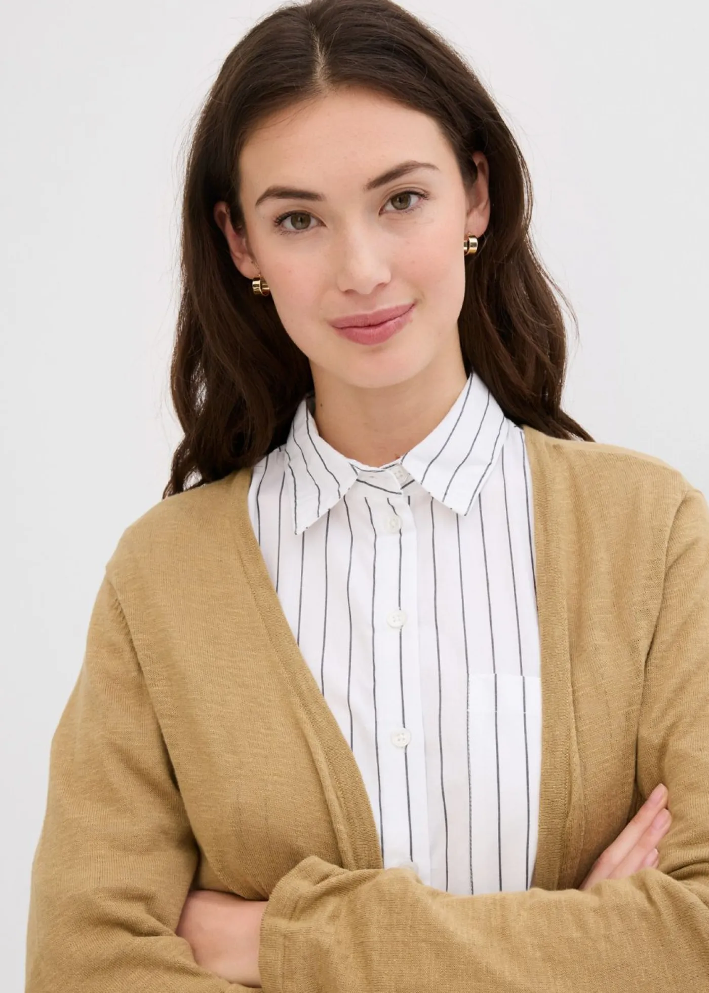 bonprix bonprix Básicos|Jerséis>Chaqueta de punto de algodón ligero y calidad superior Marrón caqui