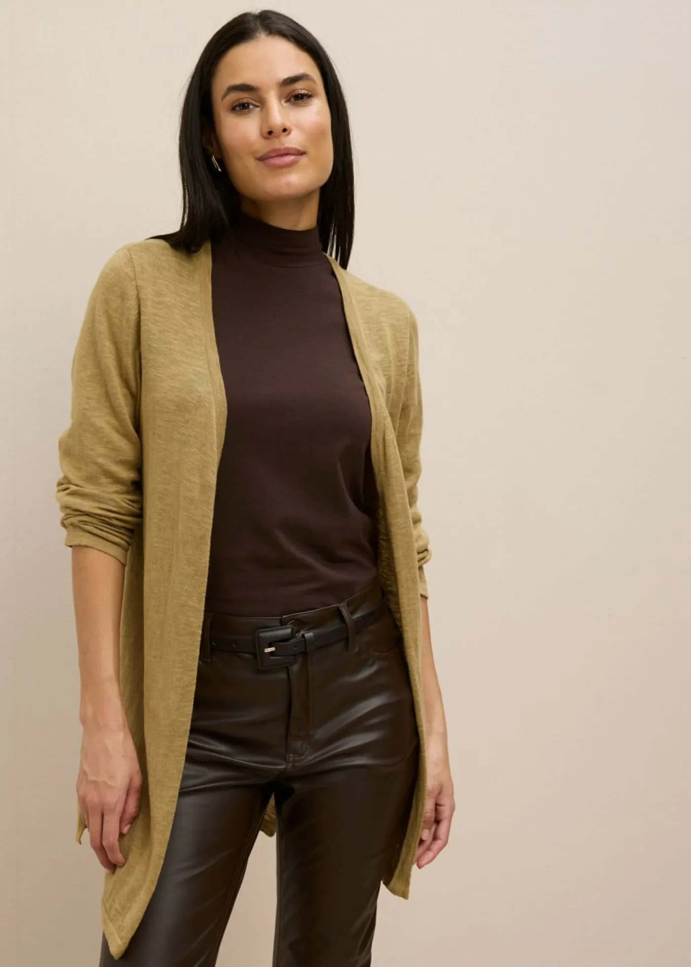 bonprix bonprix Básicos|Jerséis>Chaqueta de punto de algodón ligero y calidad superior Marrón caqui