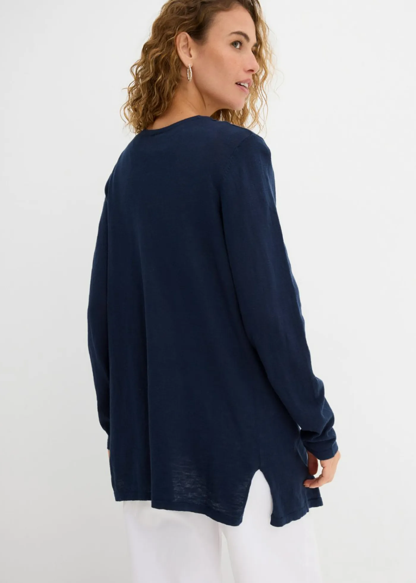 bonprix bonprix Básicos|Jerséis>Chaqueta de punto de algodón ligero y calidad superior Azul marino