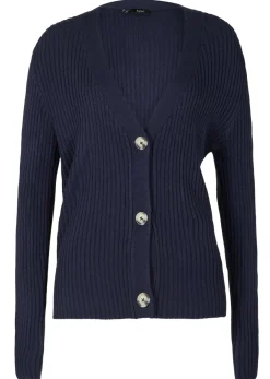 bonprix bonprix Jerséis|Ropa De Punto>Chaqueta de punto de canalé Azul oscuro