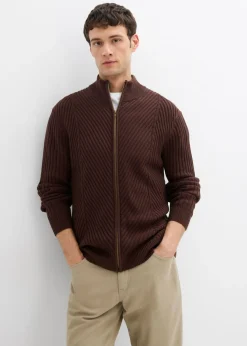 Hombre bonprix bonprix Chaqueta de punto de canalé de mezcla de algodón